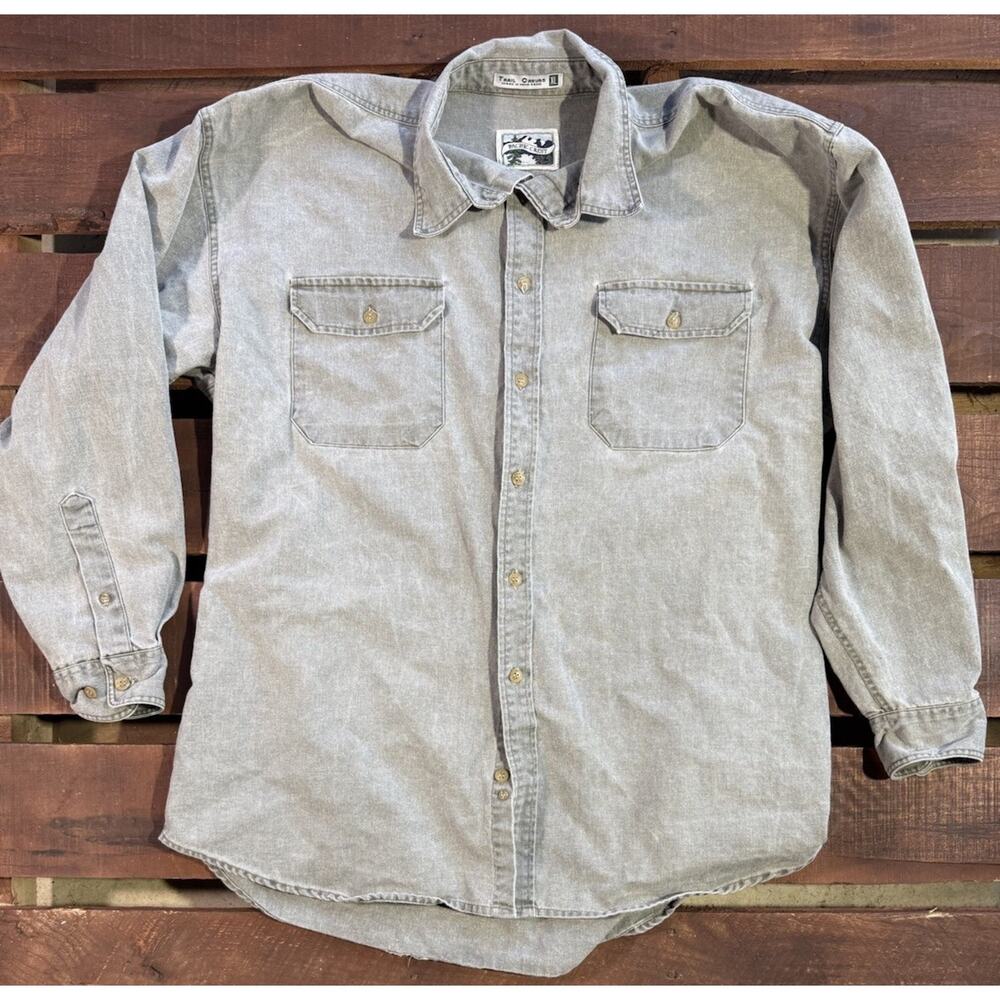 Vintage Pacific Crest Trail Canvas Shirt Mens XL Sage Green Stonewash Button